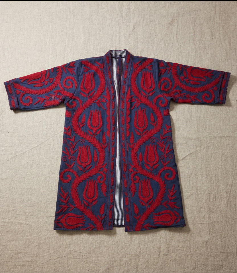 Kimono indiano ricami Rossi