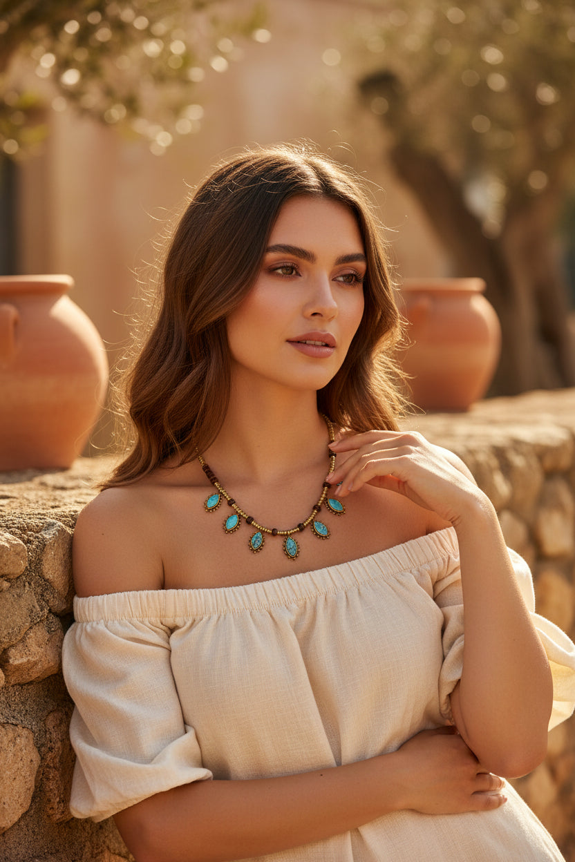 Collana afgana con pietre naturali