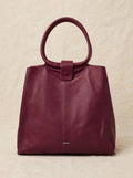 Borsa Tote in Pelle Bordeaux con Manici Circolari + Pochette