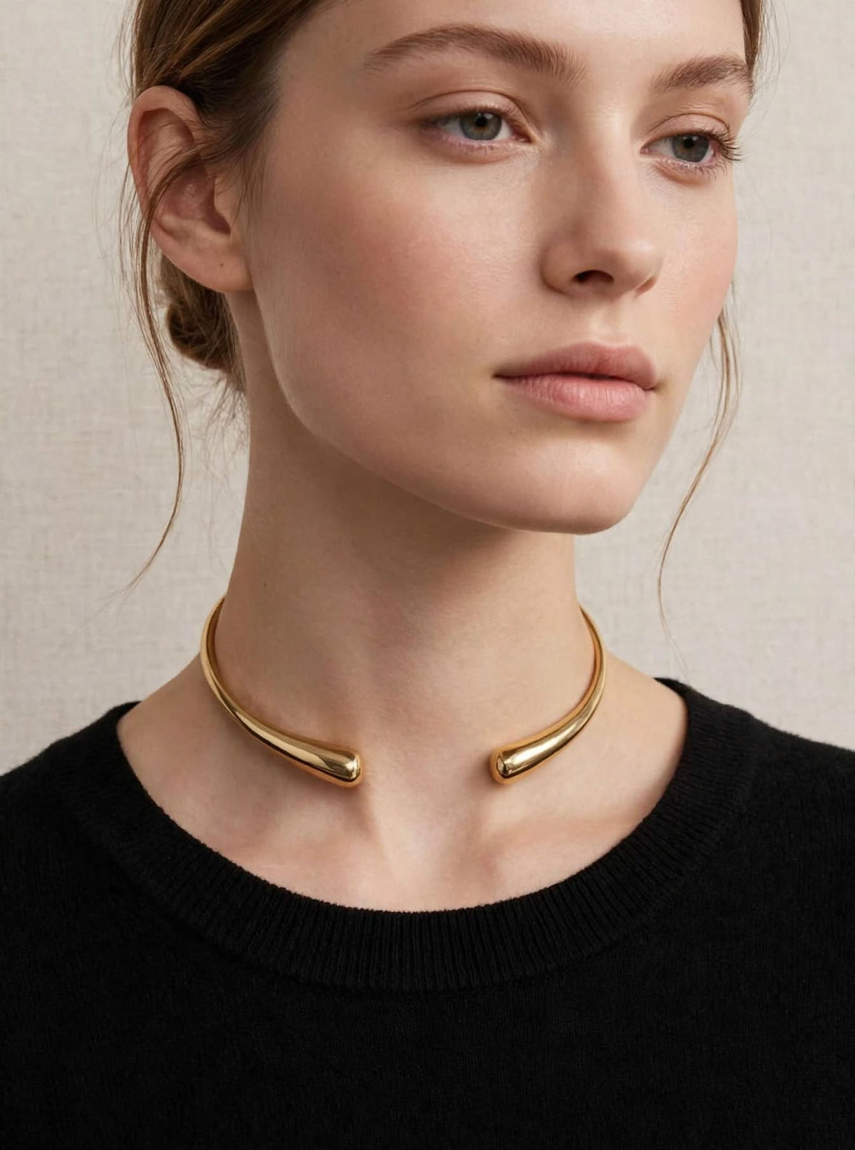 Choker Rigido Torque Bombato - Ottone Dorato