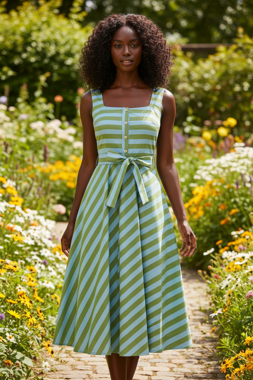 Stripes Turquoise Acid Green dress