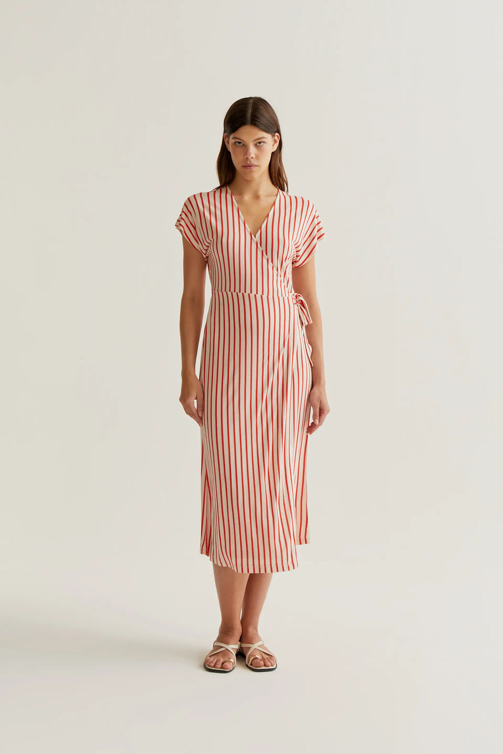Red Striped Midi dress