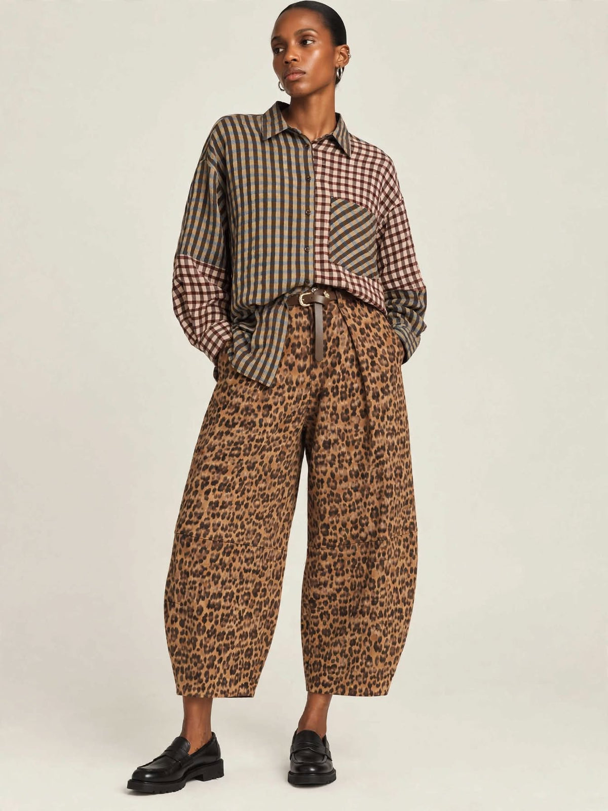 DIXIE Camicia Oversize Donna Patchwork Check Multicolor Beige Bordeaux Blu - Mod. CFS72MT - Made in Italy