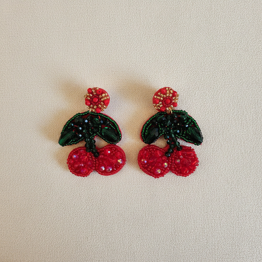 handmade cherry earrings