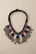Collana afgana blu fucsia con sonagli