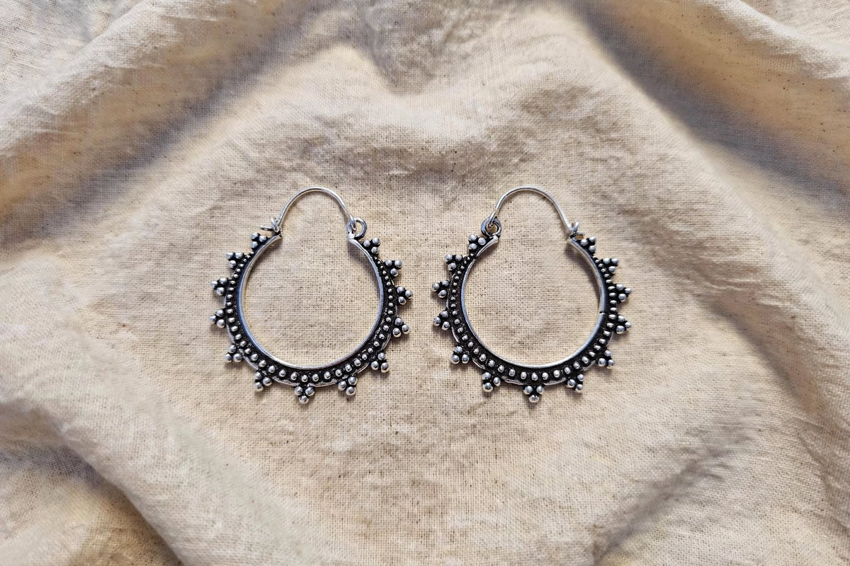 Orecchini Cerchio Etnici 3cm - Argento Sterling  - Boho Sun Hoops