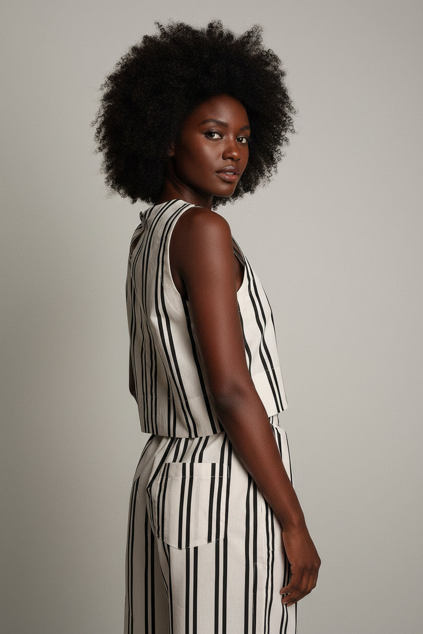 TOP BOXY-FIT CON RIGHE A CONTRASTO
