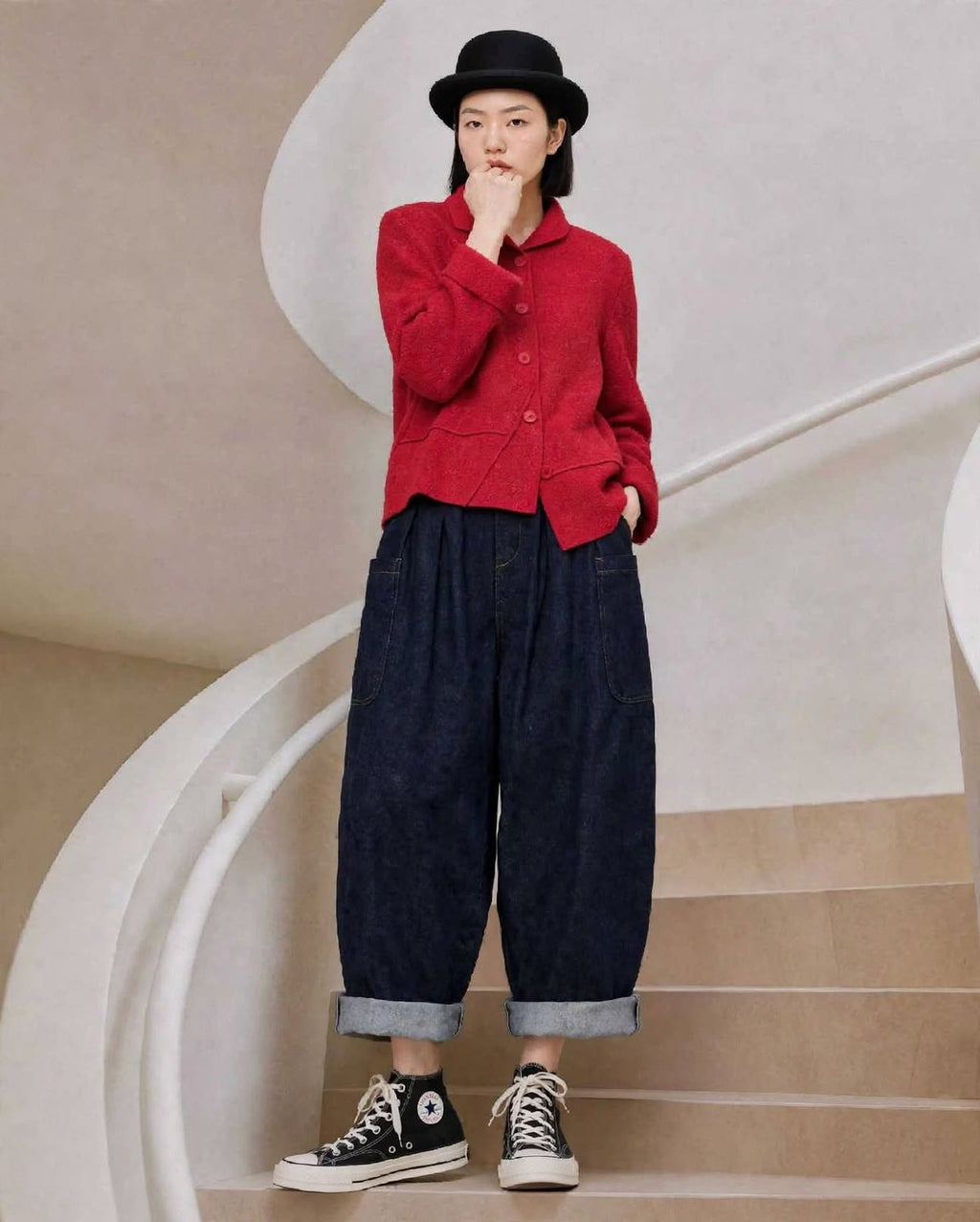 Giacca  - Bouclé Asimmetrica 100% Lana Vergine