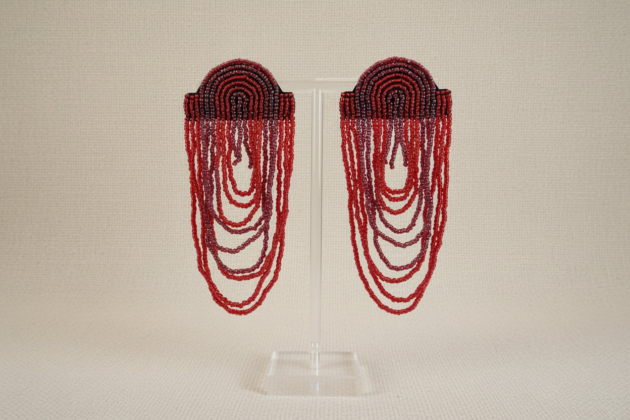 Handmade "boho red " earrings