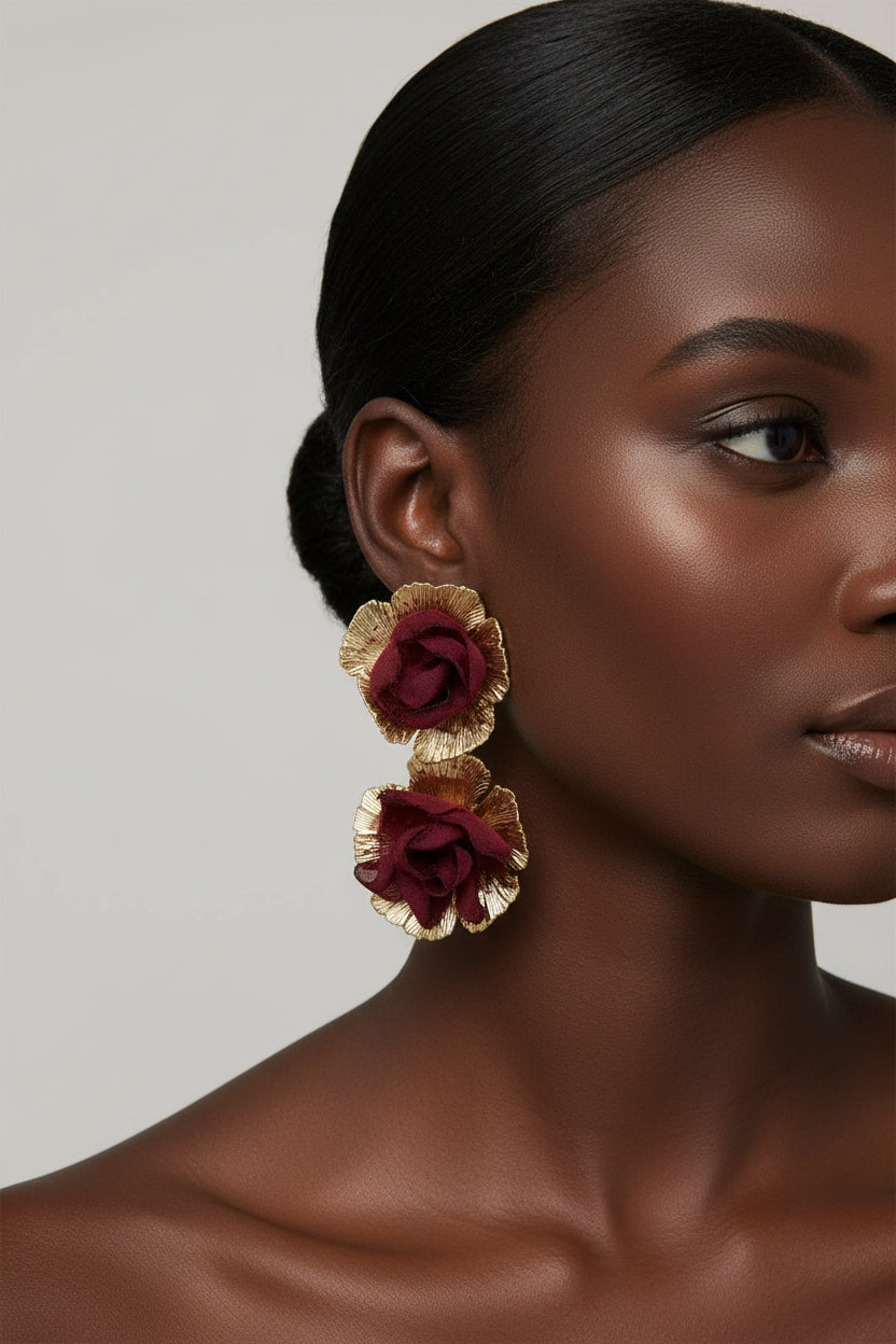 Orecchini " Flora " burgundy