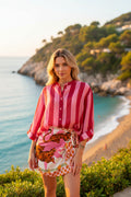 Camicia coreana righe rosa fucsia