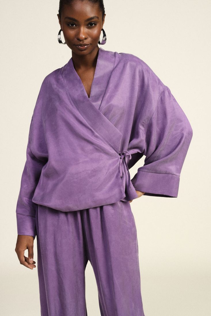 Blazer kimono fit morbido con cintura laterale