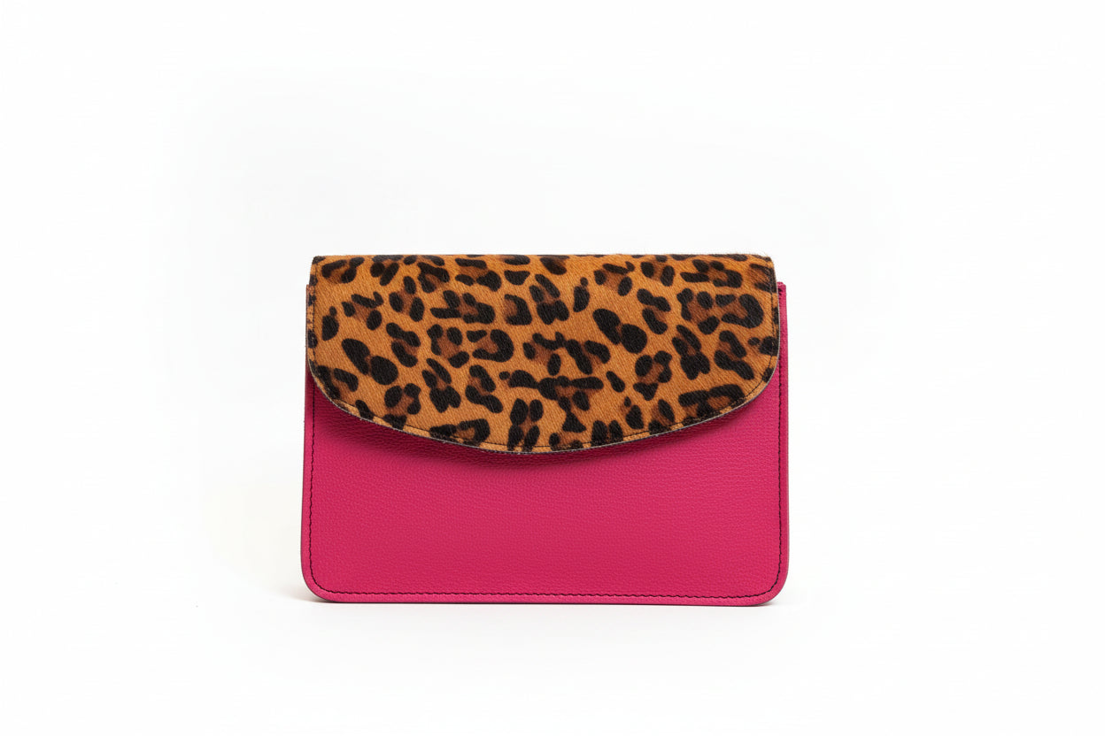 Borsa porpora monocolore con patta aninalier