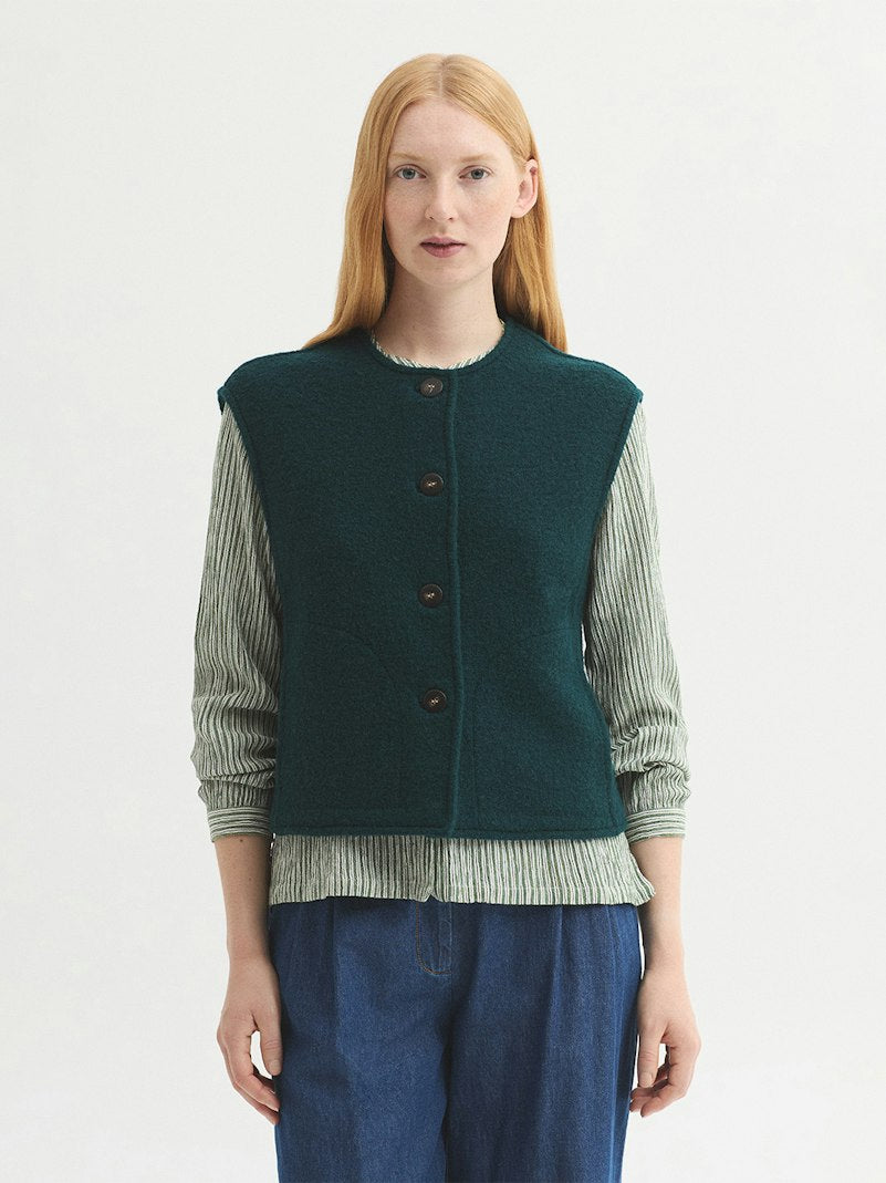 Gilet verde bosco 100% lana