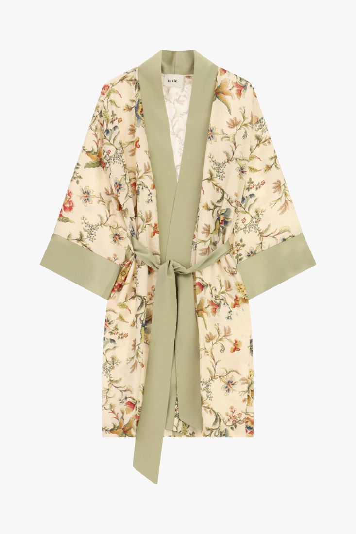 Duster coat con stampa floreale e cintura