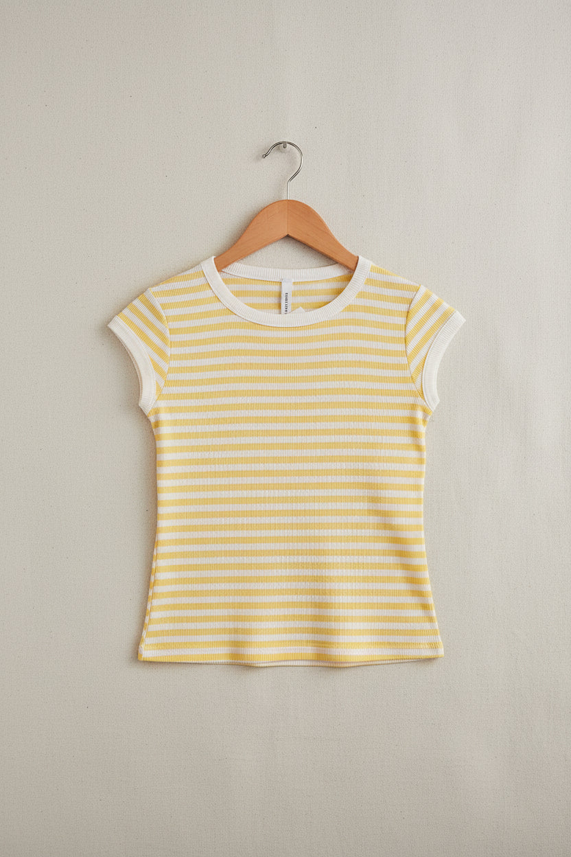 T - shirt rigata costine