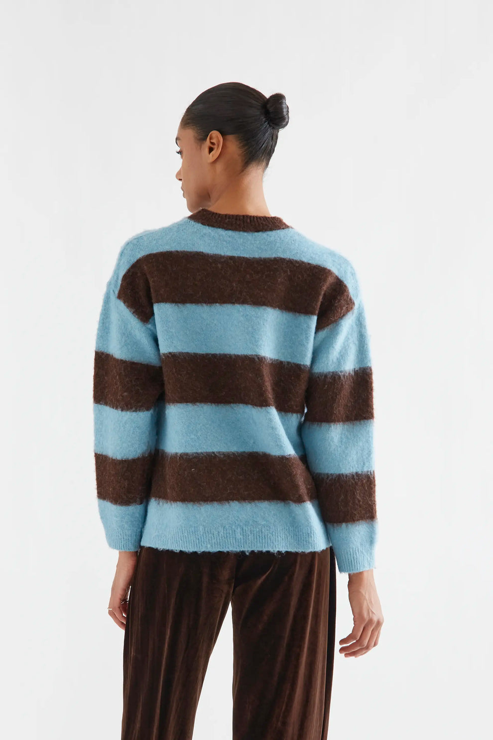 Maglione in misto lana righe marroni
