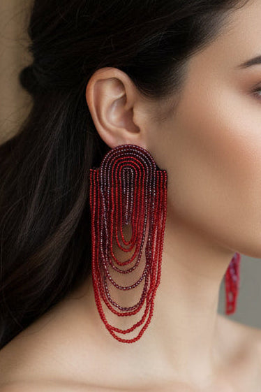 Handmade "boho red " earrings