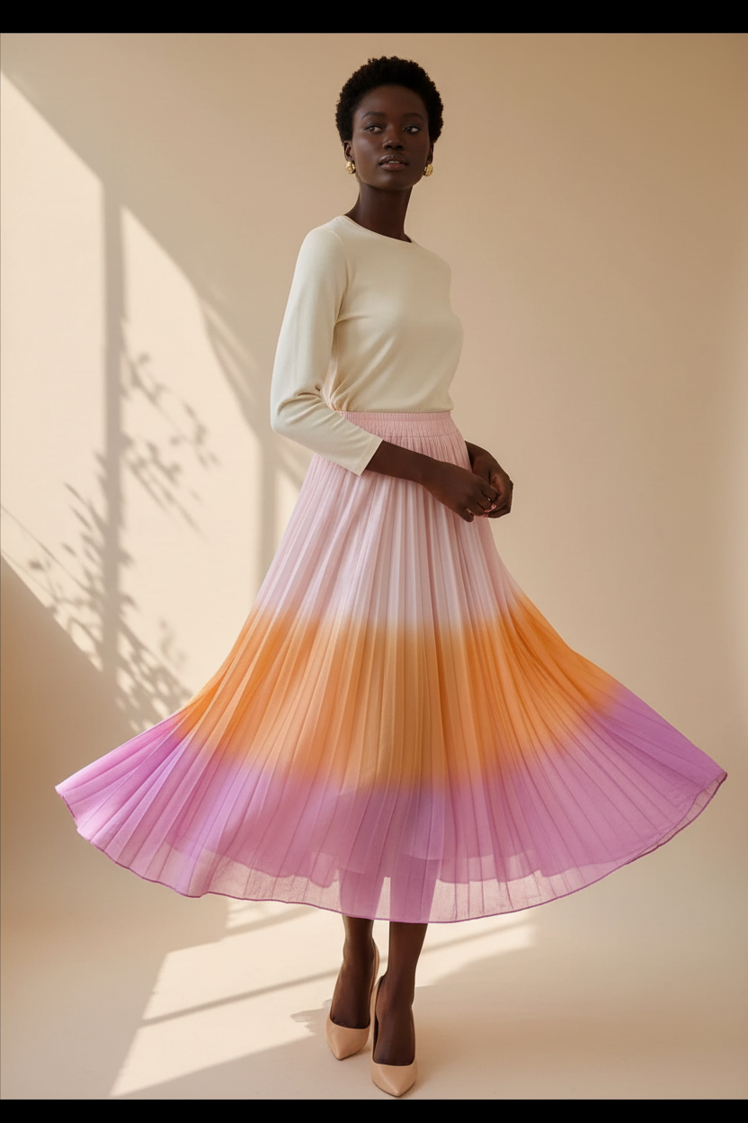 Color block pink skirt