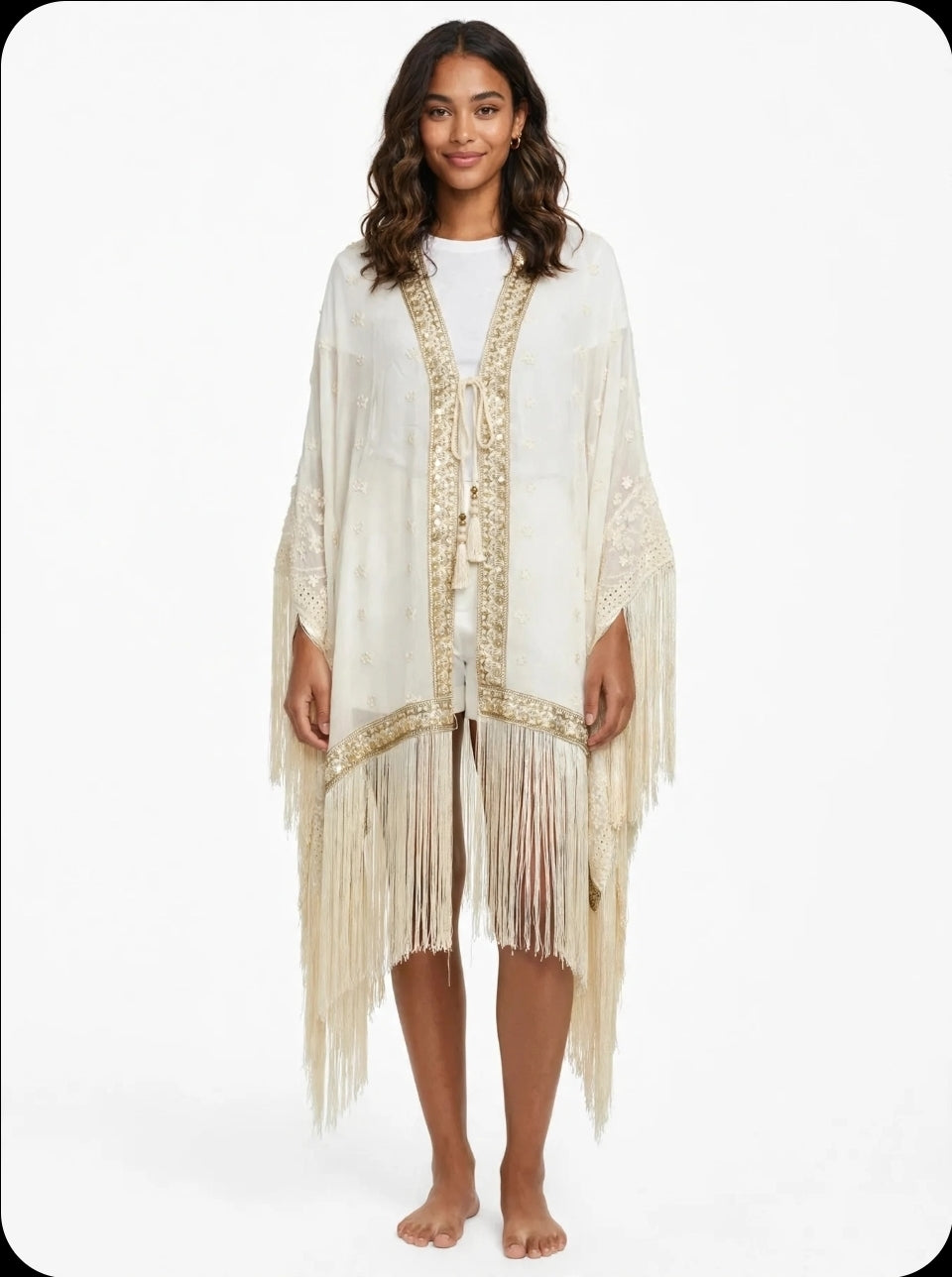 Poncho/Kimono con ricami