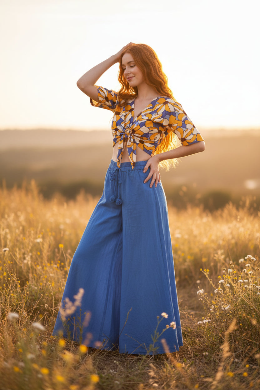 Pantalone Mussola Blu