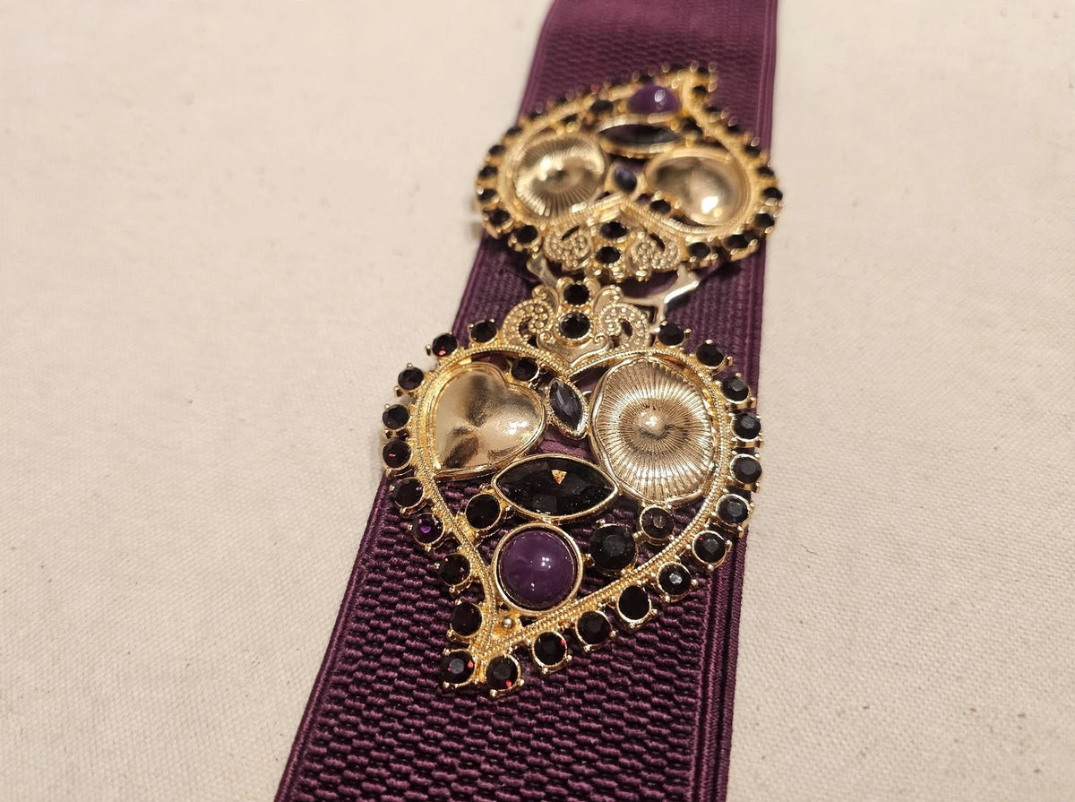 CINTURA ELASTICA BAROCCO AMETHYST - Prugna Bordeaux con Fibbia Gioiello Oro