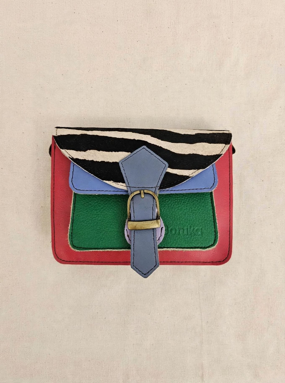 Soruka  RIO - Mini Crossbody Zebra, Rosso Corallo, Verde e Azzurro