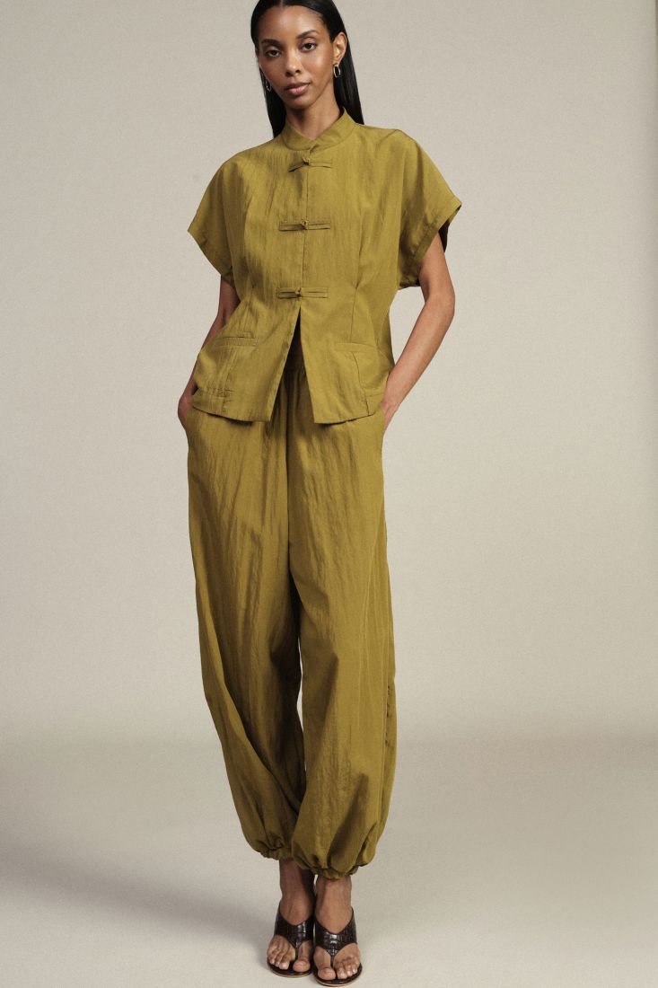 Trousers palazzo ampi con fondo elasticizzato