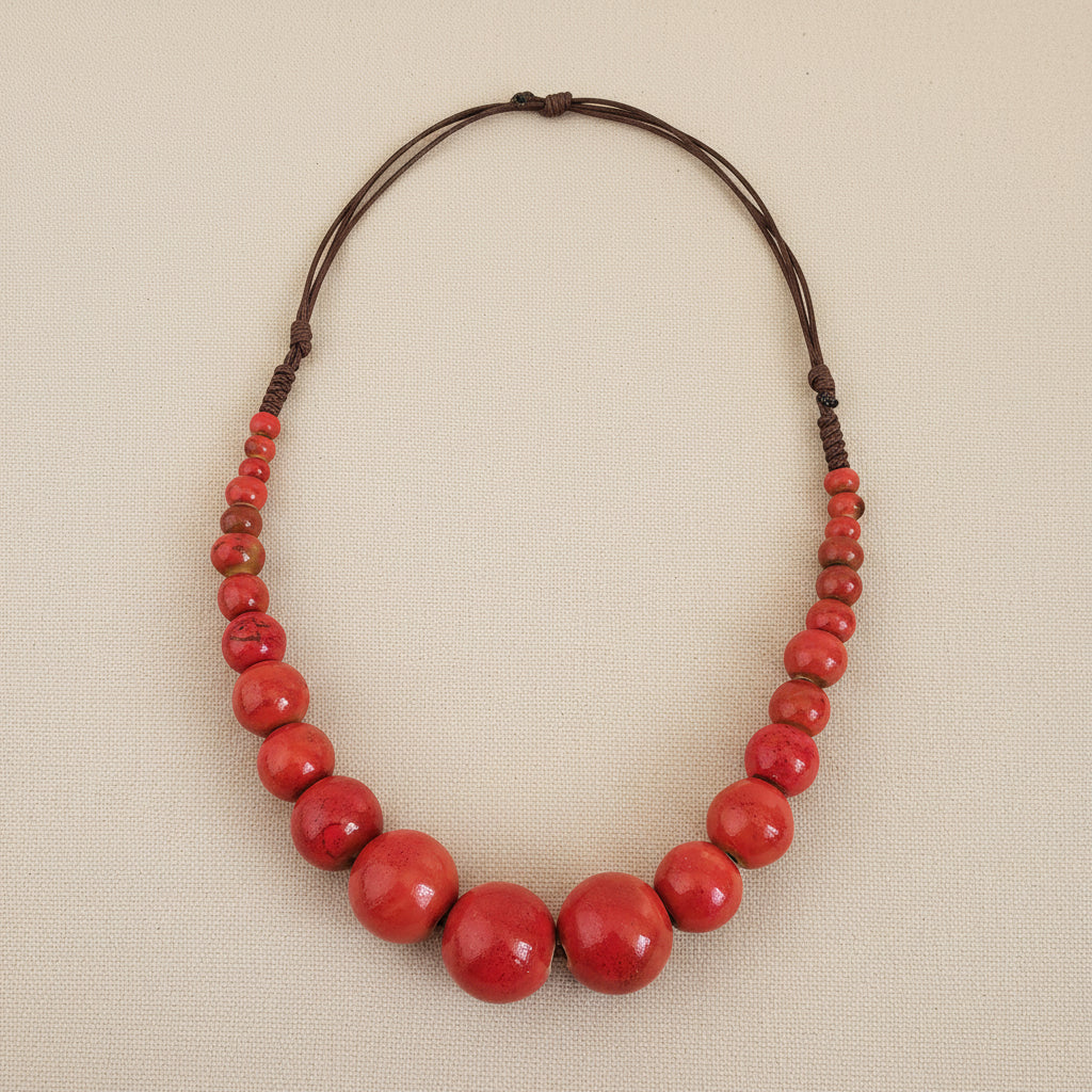 Collana " nemo" in ceramica rossa  corallo