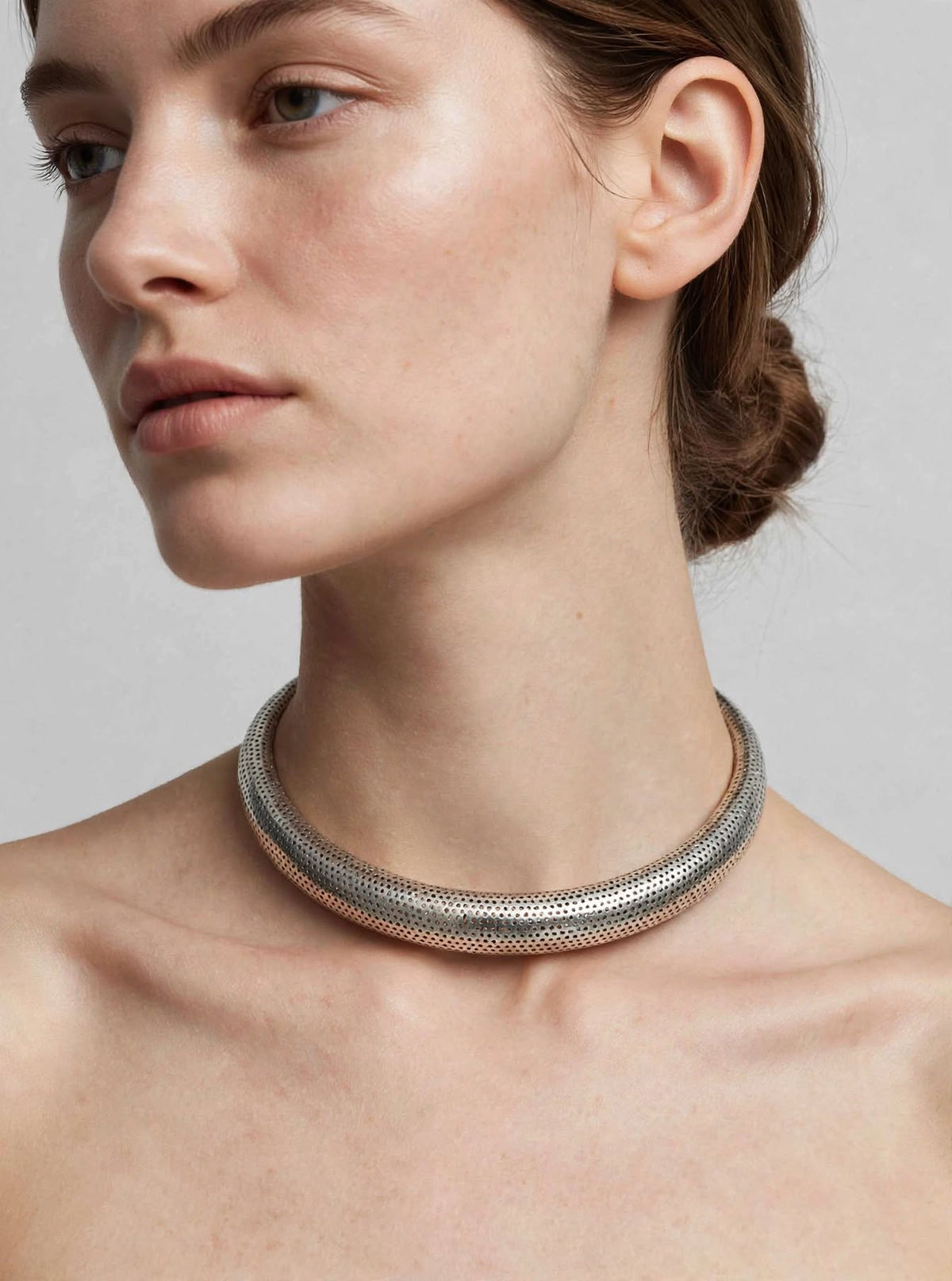 Choker Rigida Traforata - Placcata Argento -