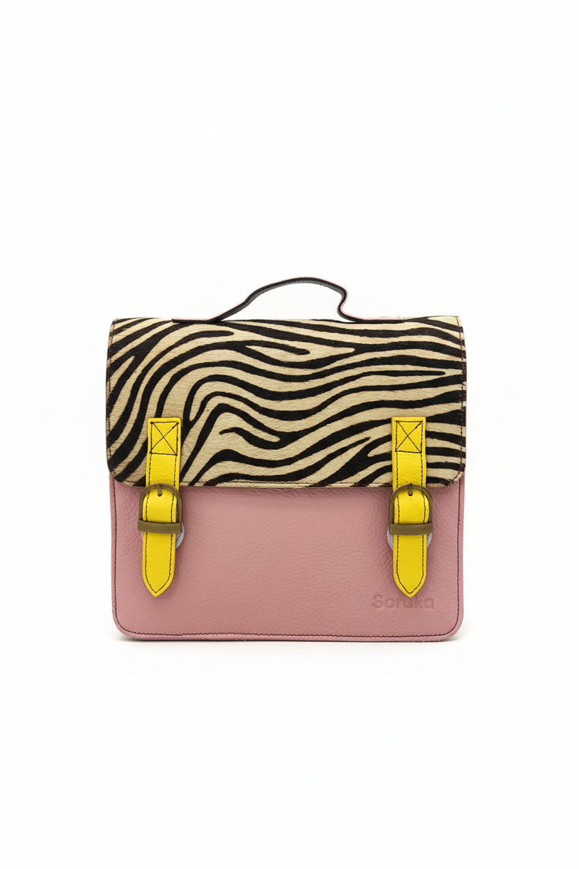 Borsa cartella rosa zebrata