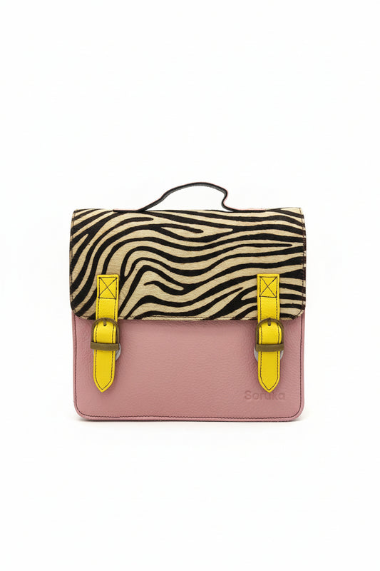 Borsa cartella rosa zebrata