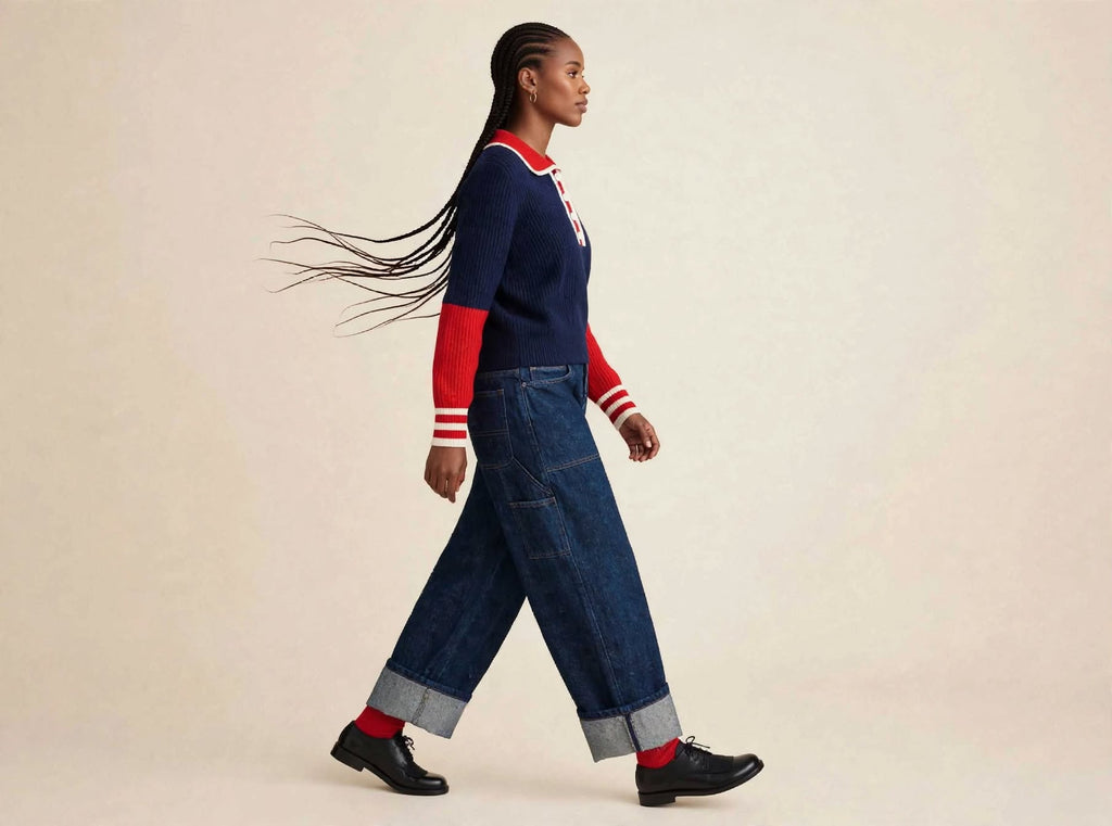 PULL COLETTE - Polo Color Block Navy / Rosso