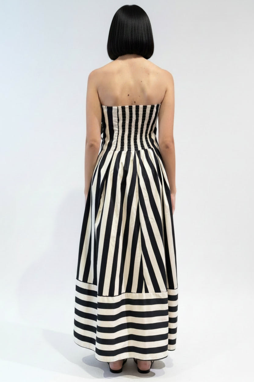 Vestito fascia a righe bianco nero