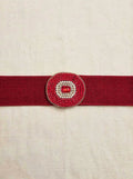 CINTURA ELASTICA VITA ALTA RUBY - Rossa con Maxi Fibbia Ovale Gioiello Strass