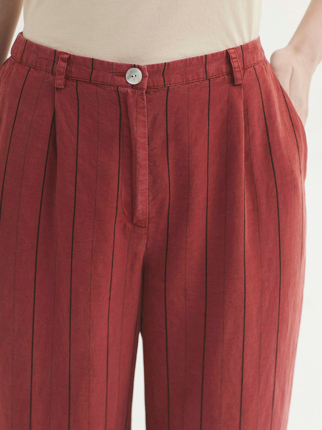 Pantaloni a righe in Tencel overdye