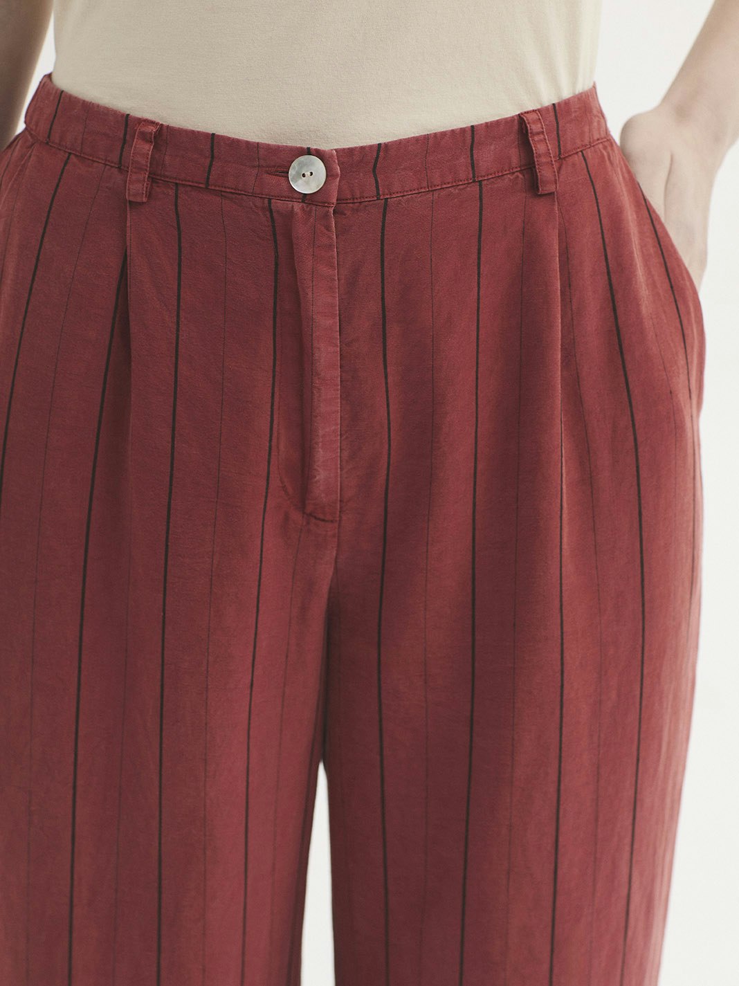 Pantaloni a righe in Tencel overdye