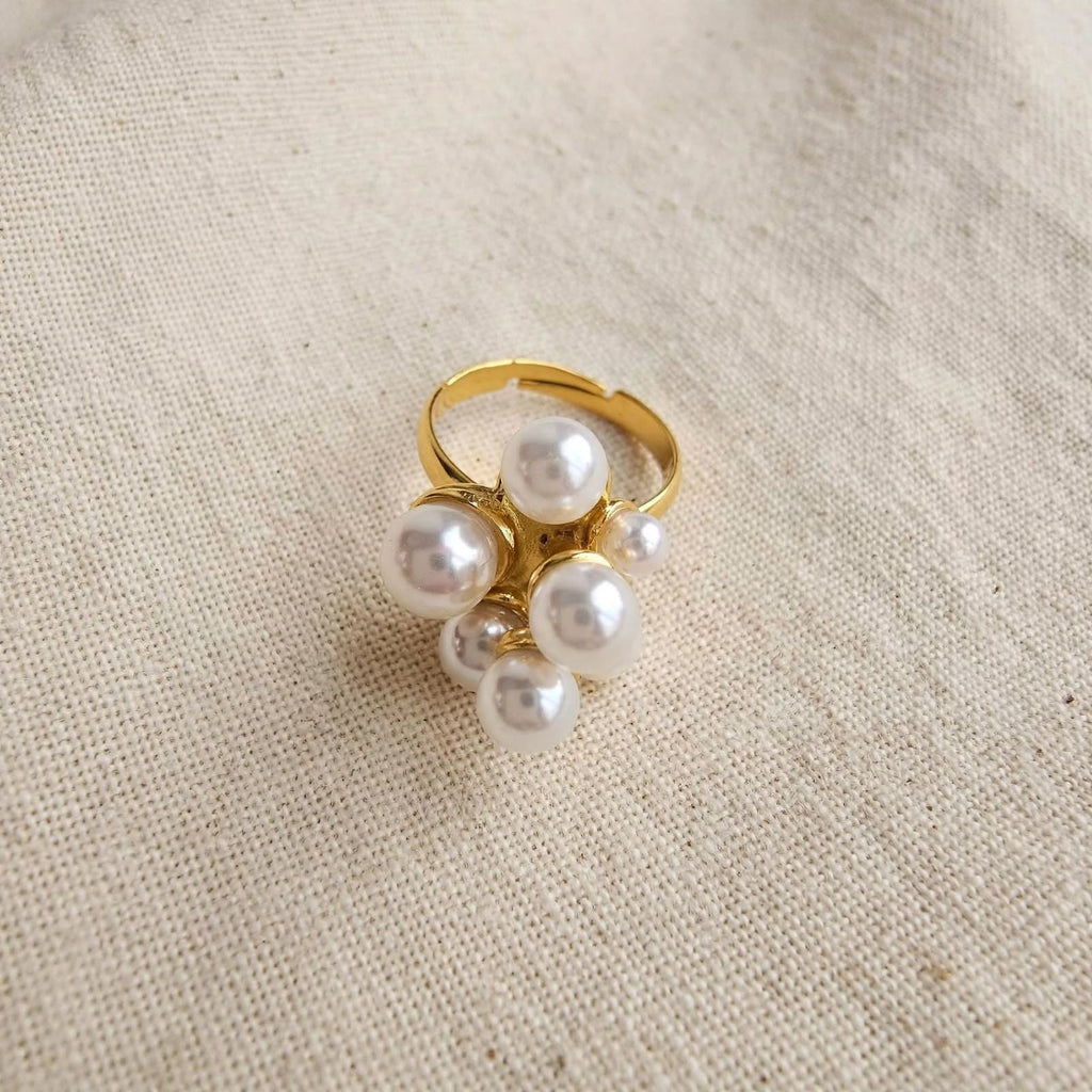 Anello PERLA – H 3 cm – 7 perle – Ottone