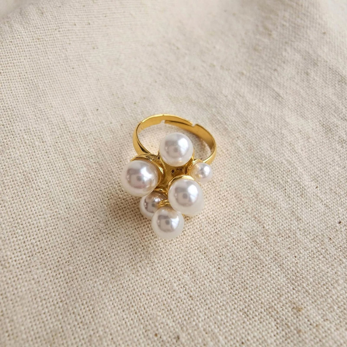 Anello PERLA – H 3 cm – 7 perle – Ottone