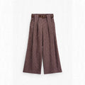 Pantalone Palazzo Pied-de-Poule Prugna con Cintura -