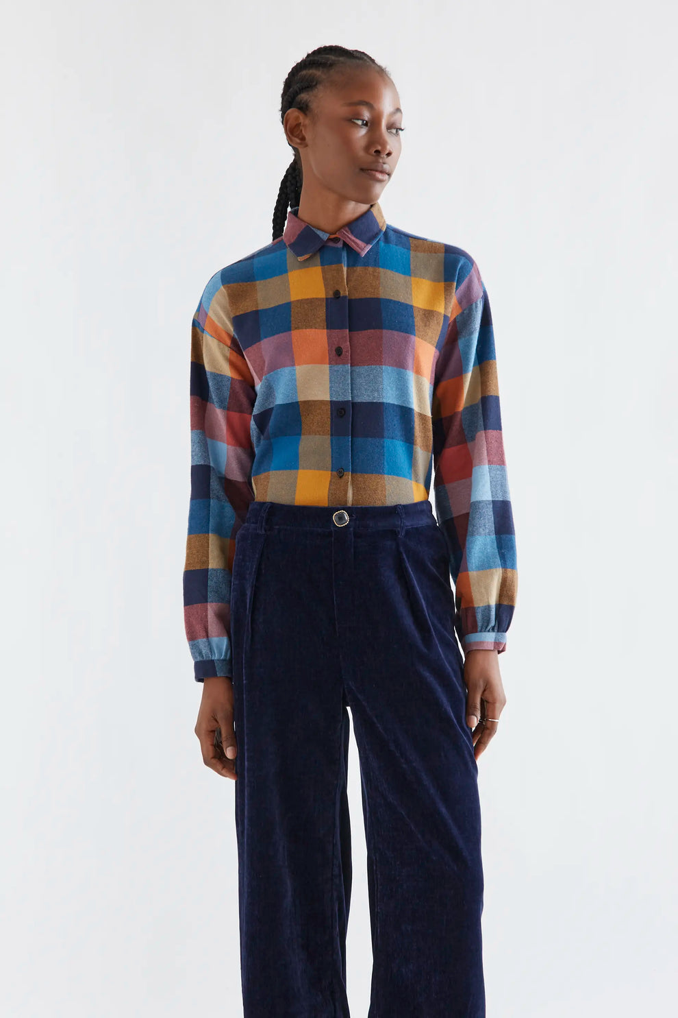 Camicia a quadri multicolore in 100% cotone