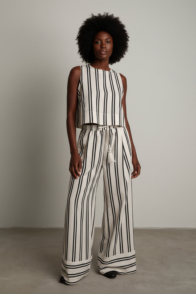 TOP BOXY-FIT CON RIGHE A CONTRASTO
