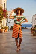 T shirt Fruit stampa Arance latte, verde e arancio