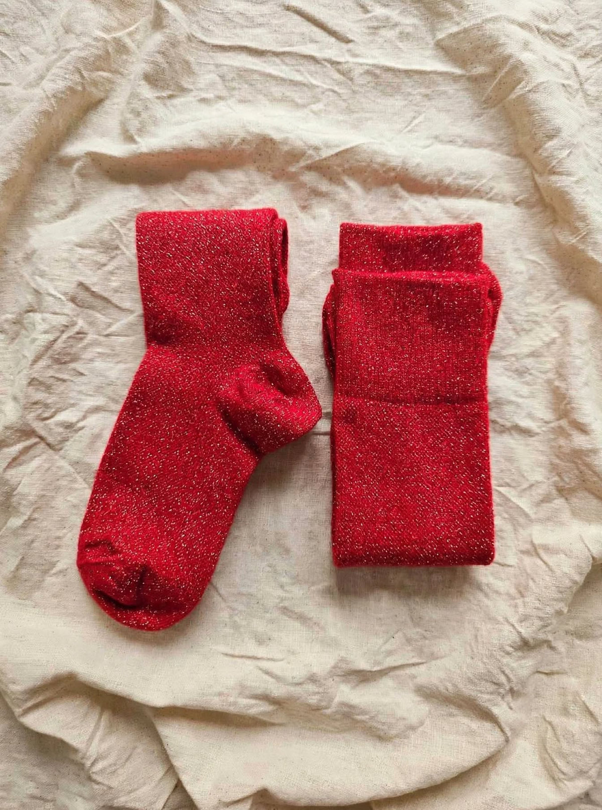 Anne Sophie - Chaussettes  Lévity en coton brillantes - Rouge Carmin