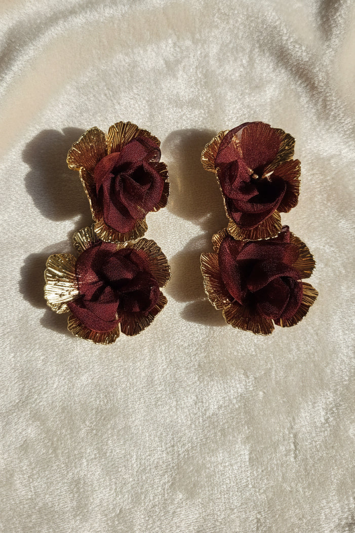 Orecchini " Flora " burgundy
