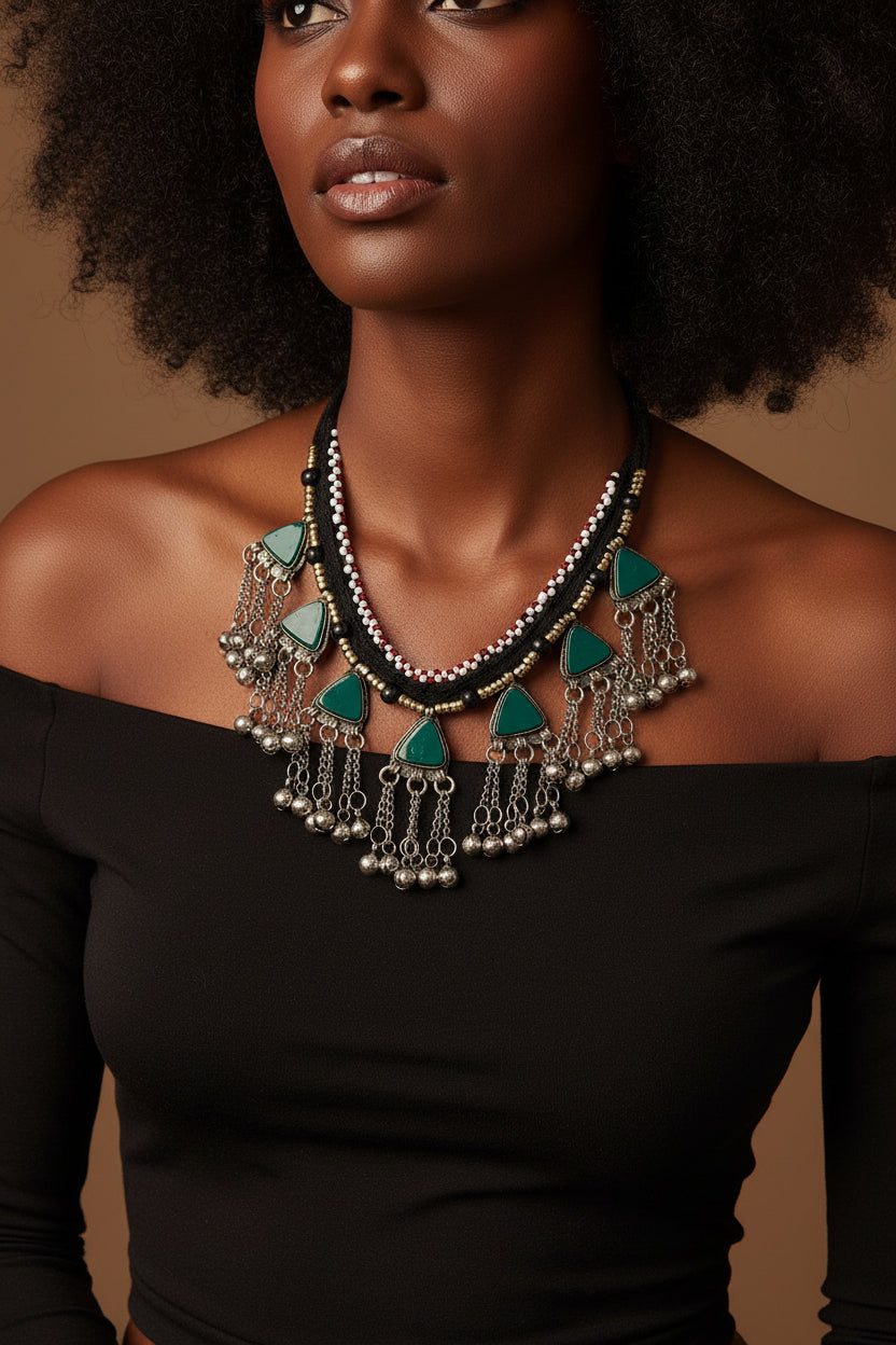 Collana afgana sonagli verde