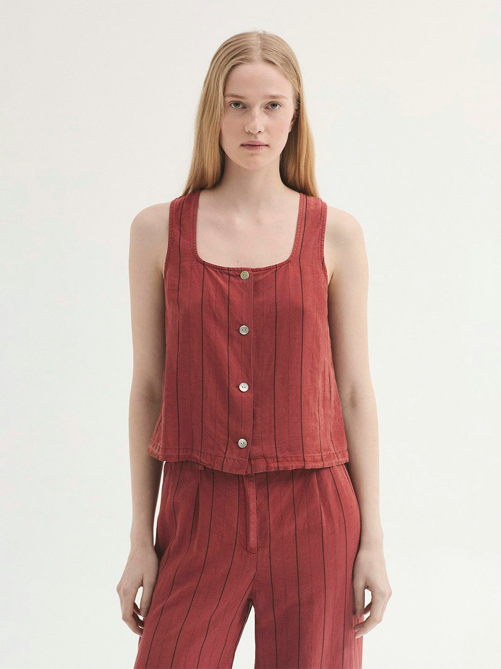 Top in Tencel overdye con righe
