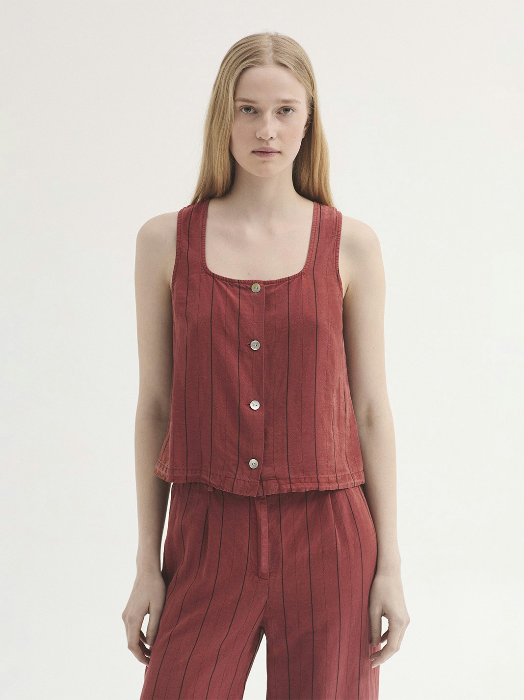 Top in Tencel overdye con righe