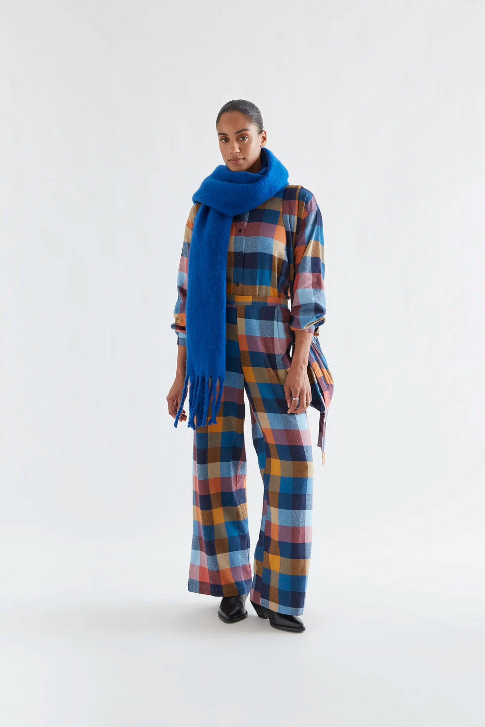 Pantaloni in 100% cotone quadri multicolore