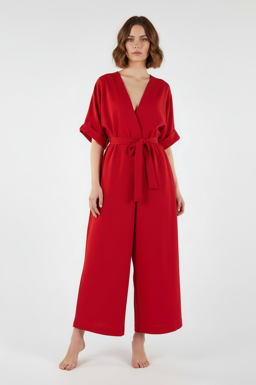 Jumpsuit manica kimono rossa